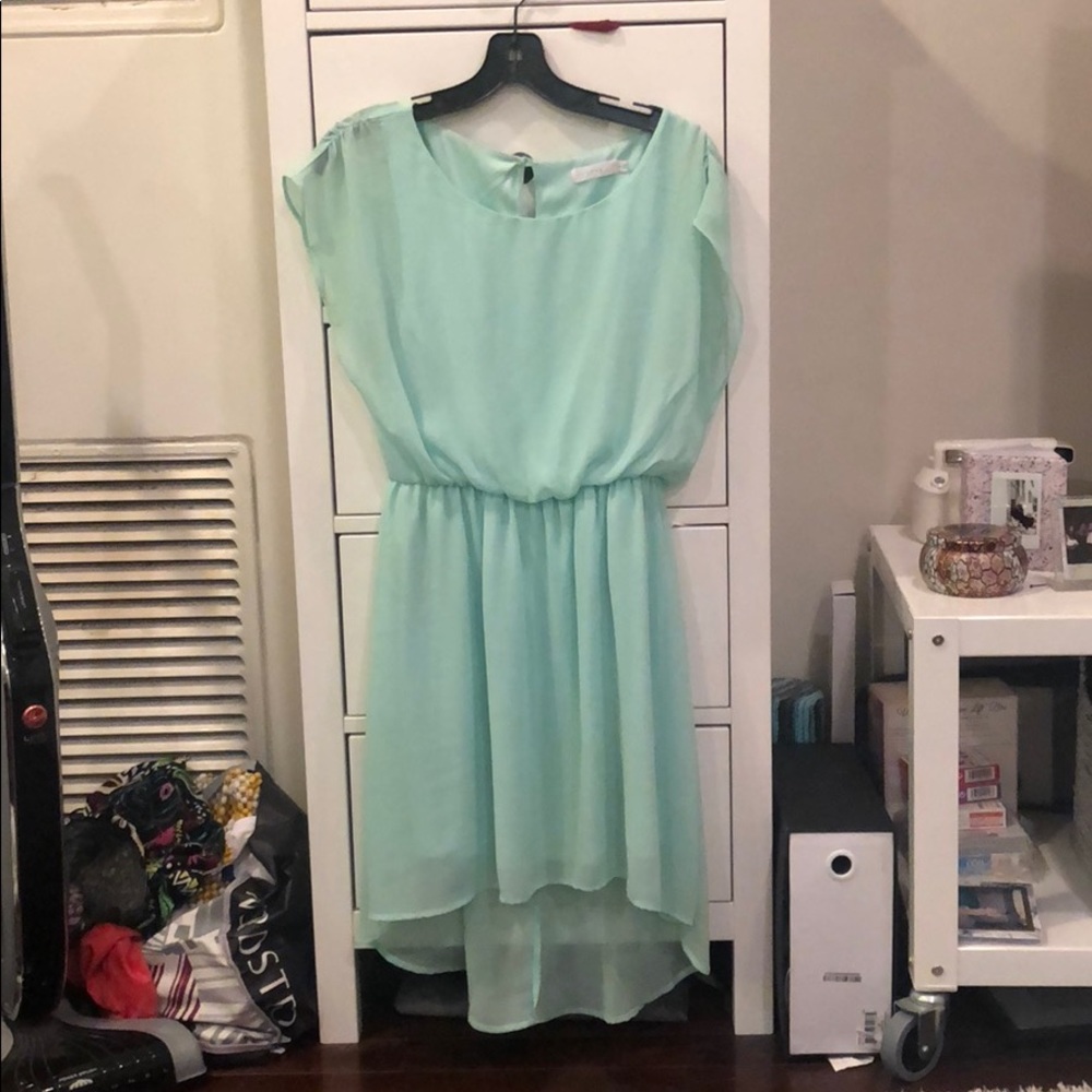 Seafoam Green high-low dress